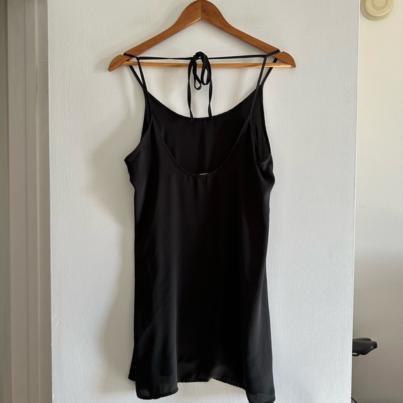 Brandy Melville John Galt Black Sheer Tie Back Slip Mini Dress size Small EUC - Picture 7 of 10